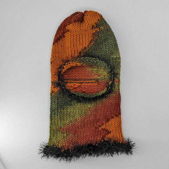 Sunset Multicolor Fairy Grunge Fuzzy Knitted Handmade Balaclava Winter Hat - Picture 7 of 8